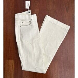 Spanx Women's Sz 8 Off White Linen Flare Jeans SPANX Shaping Tummy Control